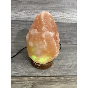 Himalayan Pink‎ Salt Lamp Color Changing LED USB Natural Rock Wood Base 6 Inch